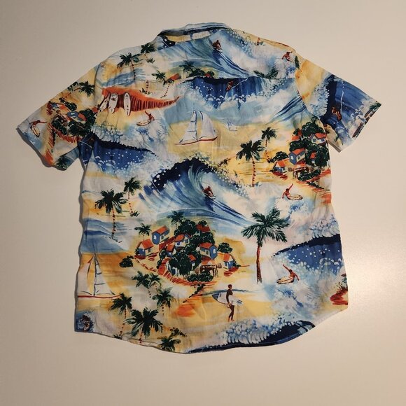 American‎ Eagle Outfitters Hawaiian Shirt Serously Soft Surfers Waves Medium - Picture 3 of 9